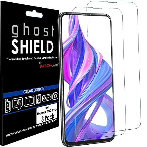 Image of TECHGEAR [Pack of 3] Screen Protectors for Honor 9X Pro [ghostSHIELD Edition] Genuine Reinforced TPU film Screen Protector Guard Covers with FULL Screen Coverage inc Curved Screen Area