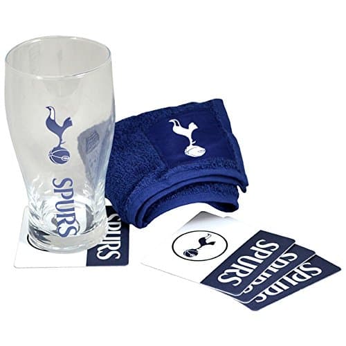 Image of Tottenham Hotspur FC Official Wordmark Mini Football Bar Set (Pint Glass, Towel & Beer Mats) (One Size) (Navy/White)