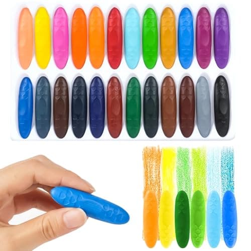 Image of OSDUE Peanut Crayons, 24 Colors Non-Toxic Crayons, Washable Unbreakable Easy-Grip Colouring Art Supplies, Safe Coloring Art Gift