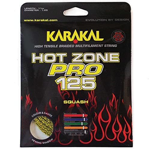 Image of Karakal Hot Zone Pro 125 Squash String Set, Color- Yellow/Black