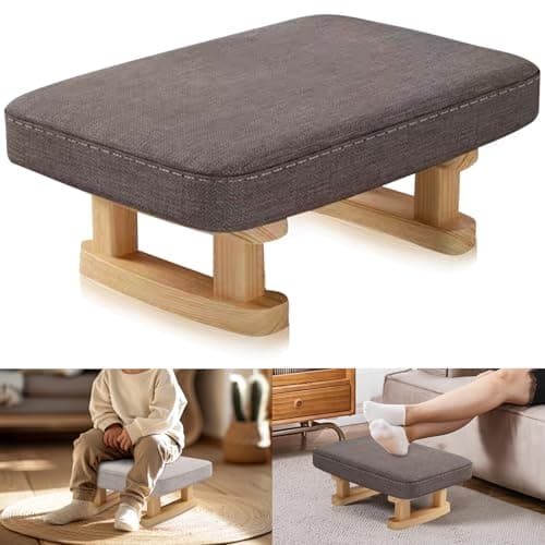 Image of Lighterday Foot Stool,Pouffe Footstool with Cushion,Ottoman Stool with Removable Footstool Cover,Poofy Foot Rest for Leg Rest in Living Room Bedroom Office (Dark Grey)