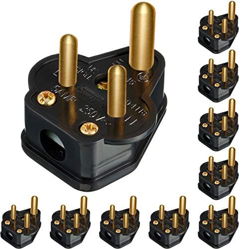 Image of 5 Amp Round Pin Plugs Mains Plug 3 Pin Lighting Plugs for Stage Lighting Lamp (10, Black)