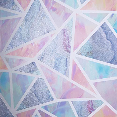 Image of Pastel Geometric Wallpaper Glitter Liquid Marble Effect Pink Lilac Teal