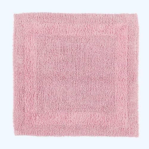 Image of HOMESCAPES Small Bath Mat, Luxury 1600gsm Extra Soft 100% Cotton, Reversible Bathroom Mats Non-Slip, Washable, Super Absorbent, Quick-Dry, Blush Pink Bathroom Rug, 50x50 cm Square