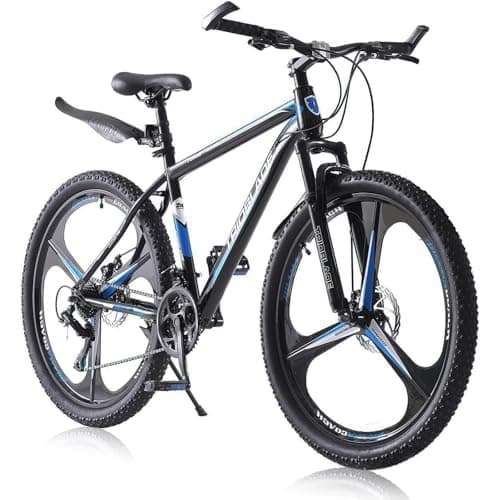 Image of LSBIKE 24/26/27.5 Inch Mountain Bike 21 Speed Drivetrain Bike Mountain Bicycle for Adult 3/10 Spoke Wheels bicycle Men Dual Suspension Hardtail Bike Women Sport Cycling (Black blue, 24inch)