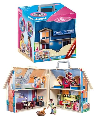 Image of PLAYMOBIL 70985 City Life Take Along Dollhouse, fun imaginative role play, playset suitable for children ages 4+
