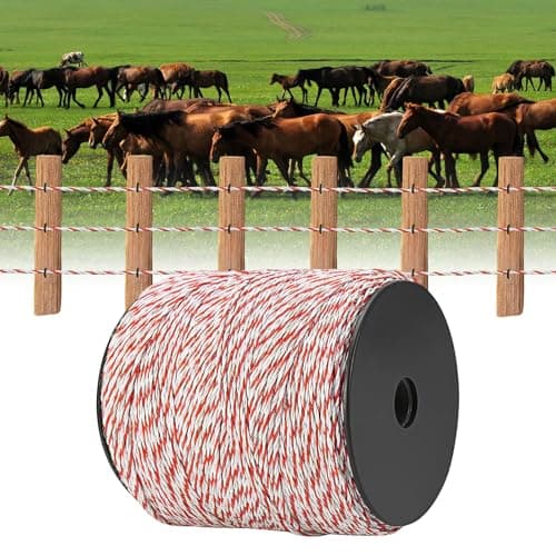 Image of 500m Electric Fence Polywire, 6 Strand Stainless Steel Conductor, High Visibility Red & White Electric Fencing Rope for Livestock, Cattle, Sheep, Horses & Farm Crop Protection