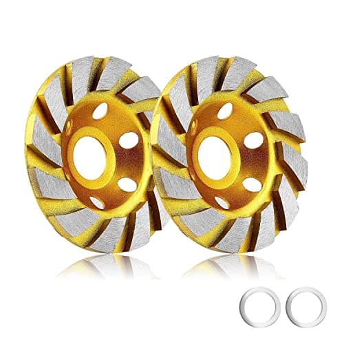 Image of 2pcs-4 Inch Concrete Stone Ceramic Turbo Diamond Grinding Cup Wheel,12 Segs Heavy Duty Angle Grinder Wheels for Angle Grinder (Yellow)