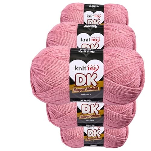 Image of Knit Me DK Double Knitting Yarn Hypoallergenic Acrylic 5X 100g (Rose Pink)