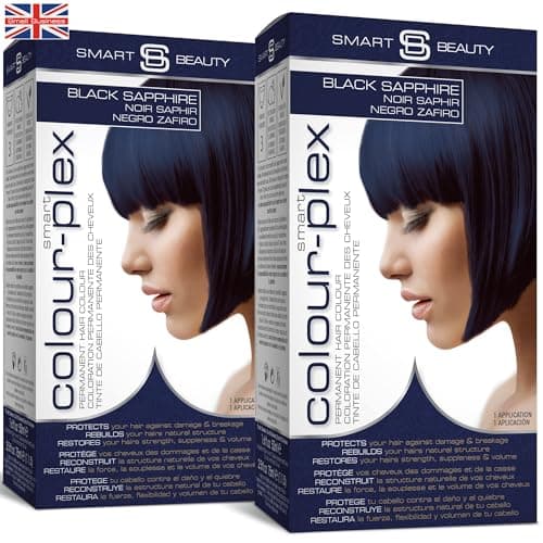 Image of Blue Black Hair Dye Permanent with Anti-Breakage Plex Hair Care, Vegan Hair Dye & Cruelty-Free, Grey Coverage, Midnight Blue, For All Hair Types Smart Beauty (Pack of 2)