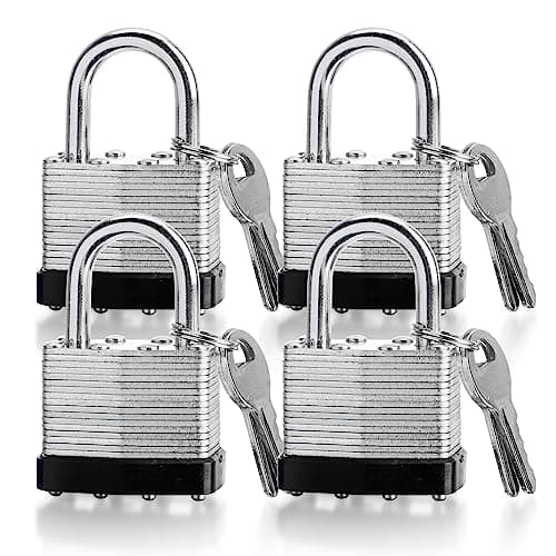 Image of 4 Pack Keyed Alike Padlocks 40mm High Security Heavy Duty Locks for Toolbox Warehouse Outdoor Padlocks with Same Keys