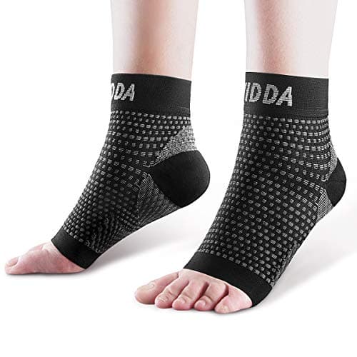 Image of AVIDDA 2 Pack Ankle Support Brace for Men and Women, Compression Sleeve Socks for Plantar Fasciitis, Sprained Ankle, Ligament Damage, Achilles Tendonitis, Sports, Running - Black S