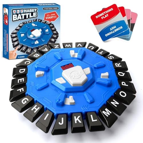 Image of Word Game Family Board Games for Kids&Adults with 2 Modes, 24 Letters Pressing Game 220 Topic Categories,Thinking Word Game for Family&Party,Great Christmas & Birthday Gifts for Boys Girls,Blue