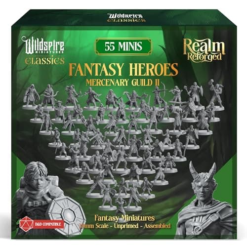 Image of Mercenary Guild II - Essential Heroes - 55 Hero, Player Characters, NPC for DND Miniatures Bulk I 28mm Dungeons Dragons D&D Miniatures I DND Minis D&D Figures I Pathfinder, Daggerheart, Realm Reforged
