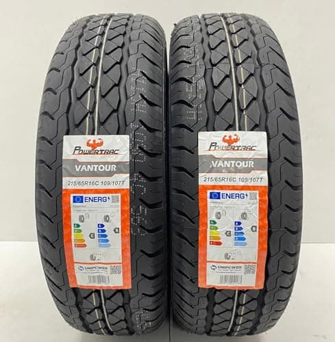 Image of 2 X 215 65 16C POWERTRAC 109/107T 215/65R16C COMMERCIAL VAN AMAZING C B LABELS M+S TYRES 2156516C 2156516