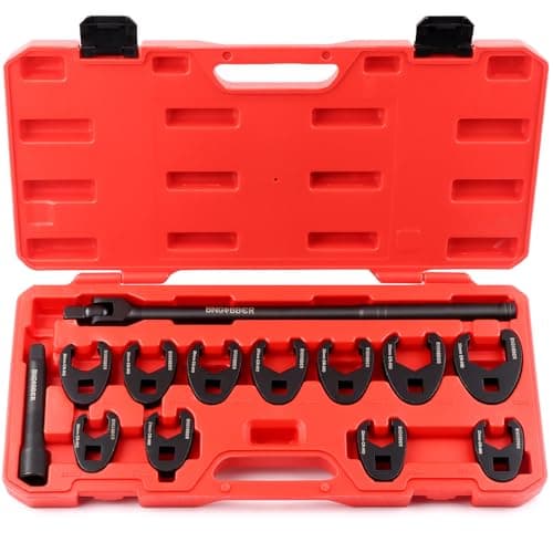 Image of BINGCOBBER 13 Pieces 1/2”Crowfoot Wrench Set,20-32MM Metric Chromium Molybdenum Steel Open End Drive Crows feet Spanners Wrench Set