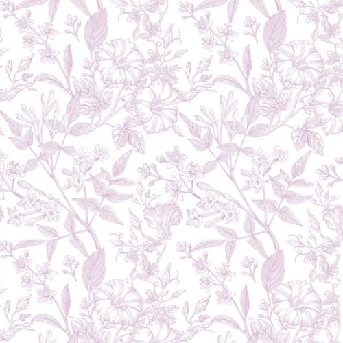 Image of Self Adhesive Wallpaper Purple Floral, 44 x 500 cm Peel and Stick Wallpaper Floral Purple and White Flower Leaf Botanical Boho Self Adhesive Furniture Wrap for Living Room,Bathroom,Cabinets,Kitchen