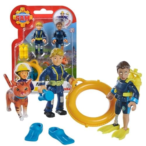 Image of Selection: Simba Fireman Sam Figure Set - Double Pack with Animal - Series 4 - Action Figure Norman Steele Penny (Penny; Jodie; Lion)