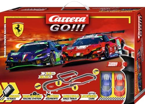 Image of Carrera GO!!! 20062575UK Ferrari Power Racing Race Track Set 1:43 Scale 8.6 Metres With Licensed Ferrari 296 GT3 Cars Slot Cars Suitable from 6 Years+