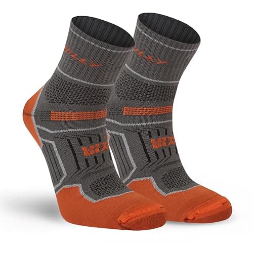 Image of Hilly, Twin Skin, Anti Blister - Anklet - Med Cushioning, Dark Grey/Orange, L