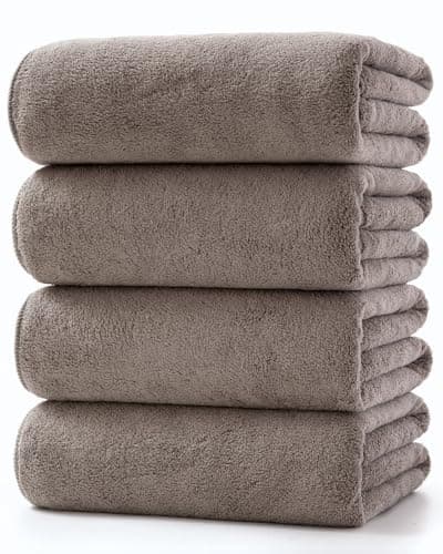 Image of Lumimi Towels 4 Piece Bath Towel Set Super Soft Absorbent Light Weight Dry Well and Durable Gym Beach Travel, 55" L x 27" W, 4 Pack Elegant Grey Brown