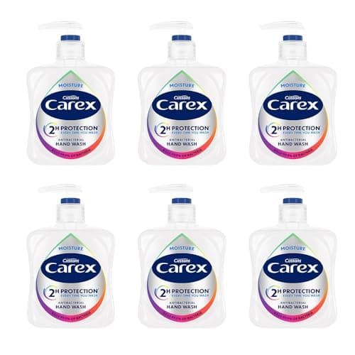 Image of Carex 2 Hour Protection Antibacterial Moisture Hand Wash, Boosted Moisturising Action, Added Vitamin E for Soft Hands, Bulk Buy, Pack of 6 x 250ml
