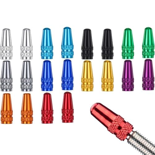 Image of Trifletopia 20Pcs Aluminum presta valve caps - Corrosion resistant bike dust caps for MTB and Road Bikes - 10 Colors French Style bike valve caps set