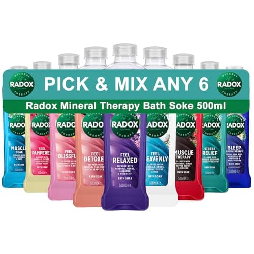 Image of Pick and Mix Any 6 Radox Mineral Therapy Bath Soak with Nature Inspired Unique Blend of Herbs for Men and Women pH Skin Neutrally Blended for All Skin Types Body Cleanser, 500 ml