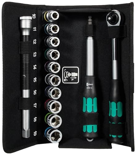 Image of Wera 8006 SC 1 Zyklop Hybrid Socket Set with Ratchet Extension in Socket Twist/Lock Pouch, metric 13 piece, 05004090001