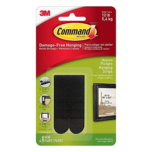 Image of 2 x 17201BLK Medium Picture Hanging Strips - Black (Pack of 4)
