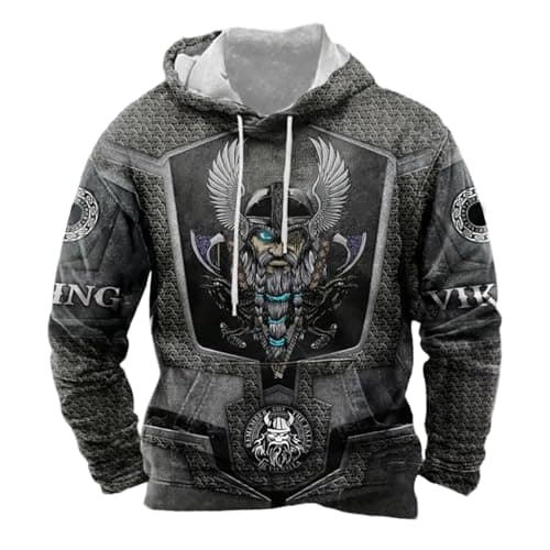 Image of Generisch Medieval Retro Sweatshirt for Men with Casual Print for European Style, gray, M