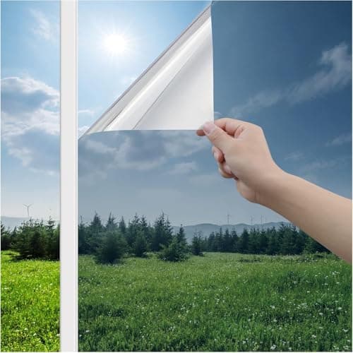Image of Haton Heat Reflective Window Film Privacy for Glass Windows Silver 75x200cm, One Way Clear Mirror Tint Film Anti Glare and UV, Static Cling Sticker See Out Not In for Home Office