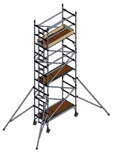 Image of Scaffold Tower - Industrial Aluminium - BSEN1004-1:2020 - Single Width 0.85m x 1.8m Long (6.7m Working Height)