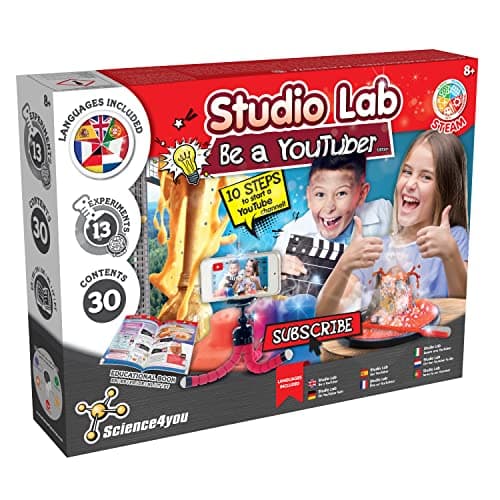 Image of Science4you Be a Youtuber Starter Kit for Kids +8 - Create your Channel, Make 13 Experiments for Kids with a Chemistry Set: Volcano and Explosive Experiments - Educational Gifts for Girls & Boys Age 8