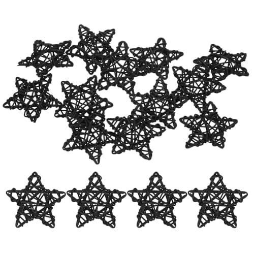 Image of M METERXITY 12-Pack Pentagram Wicker Rattan Balls 65mm/2.6 Inch Decorative Rattan Balls Orbs Vase Fillers Bowl Fillers for Christmas/Weddings/DIY Crafts/Home Decor [Black]