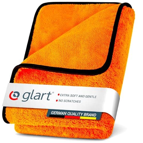 Image of Glart 44WG Car Drying Towel XXL 90x60 cm - Microfiber Polishing Cloth Orange - Large Absorbent and Cleaning Cloth for Car, Motorcycle, Boat, Household - Soft, Paint-Friendly, Lint-Free