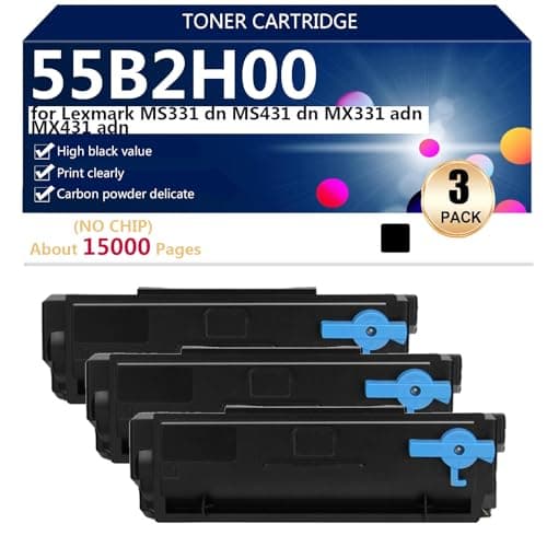 Image of High Capacity Toner Cartridge Compatible 55B2H00 for Lexmark MS331 dn MS431 dn MX331 adn MX431 adn Printer, Smooth Printing,3*Black