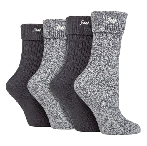 Image of Jeep Ladies 4 Pack Walking Boot Socks Soft Polyester Outdoor Socks for Hiking (4-8, Charcoal/Slate)