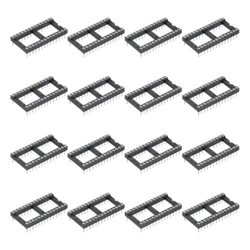 Image of sourcing map 17Pcs DIP IC Chip Socket Adapter 15.24mm Row Pitch Round 28 Pin IC Assortment Kit 2.54mm/0.1" Pitch for Breadboard Project, PCB Board Design