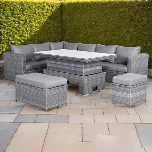 Image of Club Rattan Isobella Range LHF Corner with Rising Table In Slate Grey Weave