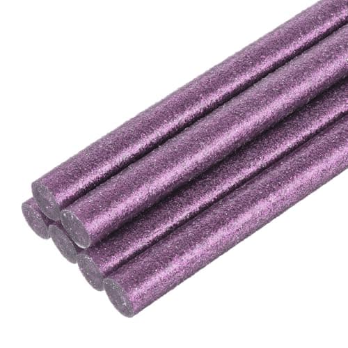 Image of sourcing map 6pcs Full Size Hot Glue Sticks for Glue Gun 11mm x 200mm Large Glue Sticks, Glitter Purple