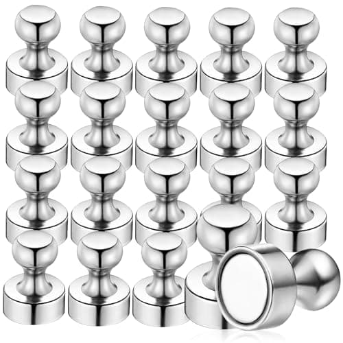 Image of 20 Pack Neodymium Magnets for Fridge Whiteboard, 12 x 16 mm Magnetic Push Pins Small Strong White Notice Board Magnets for Crafts, Photo, Map, Office, DIY