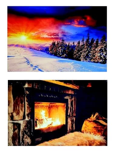 Image of Wellform Pair Winter Landscape Canvas Enhancing Flickering Led Light Up Print Remote