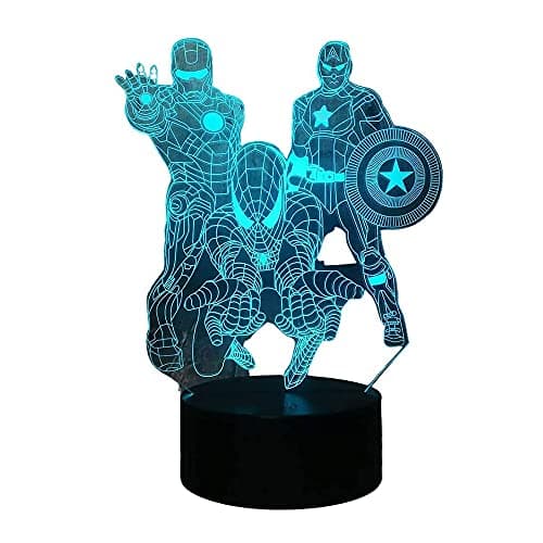 Image of LOUHH Avengers 3D LED Spiderman Night Light - Intelligent Remote Control 16 Color Change for Kids Bedroom Decoration, Night Lights for Boys and Birthday Gifts