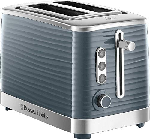 Image of Russell Hobbs Inspire 2 Slice Toaster (Extra wide slots, High lift feature, 6 Browning levels, Frozen/Cancel/Reheat function with Blue LED illumination, 1050W, Grey textured high gloss) 24373