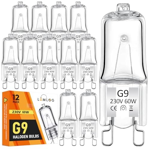Image of Lumlog 12 Pack Halogen Light Bulbs, G9 60W Halogen Bulbs, 2800K Warm White G9 230V 680lm Dimmable Capsule Bulbs, Non-Flicker [Energy Class G] (12 Pcs)