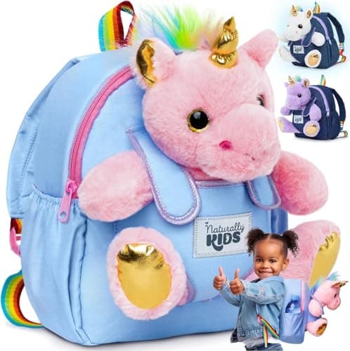 Image of Naturally KIDS Pink Unicorn Backpack, Unicorn Gifts for Girls, Unicorn Toys for 3 Year old Girls