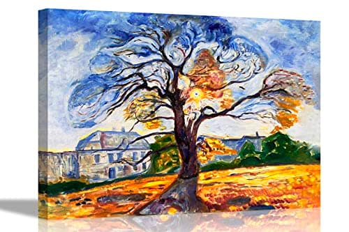 Image of The Oak Tree Winter by Edvard Munch Canvas Prints Wall Art Pictures Hanging Artwork Living Room Conservatory Landscape Extra Large 101 x 76cm (40 x 30 inches)