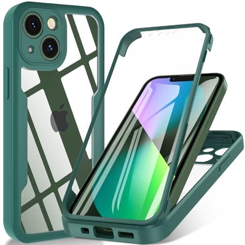 Image of BESINPO Case for iPhone 13 mini, 360° Full Body [with Built-in Screen Protector] Touch Sensitive,Shockproof Military Grade Drop TPU Bumper Phone Case Clear Designed for iPhone 13 mini 5.4"(Green)
