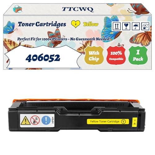 Image of TTCWQ Compatible for Ricoh 406052 Toner Cartridges Work for Ricoh 406053 406054 406055 Aficio SPC220N SPC220S SPC221 Printers (1 Pack Yellow)